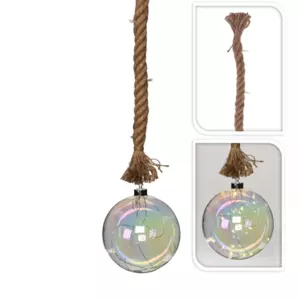 Suspension lumineuse  piles Boule verre brillant Blanc chaud 24 LED
