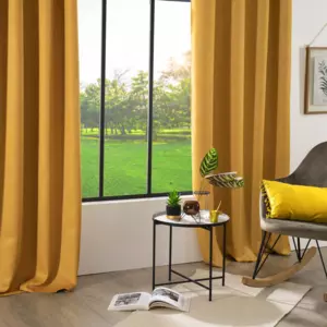 Rideau occultant (140 x 260 cm) Feuilles Jaune ocre