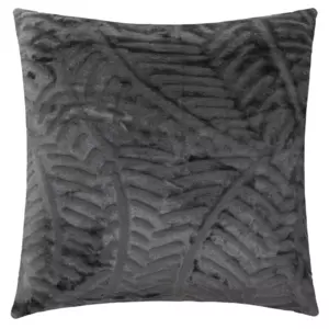 Coussin carr (40 cm) 3D Feuille Gris fonc