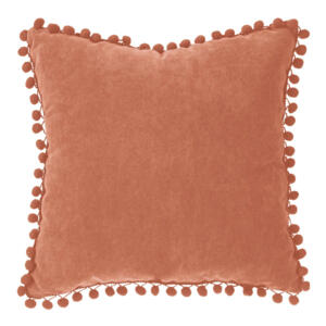 Coussin carré (40 cm) Pompons Rouge terracotta