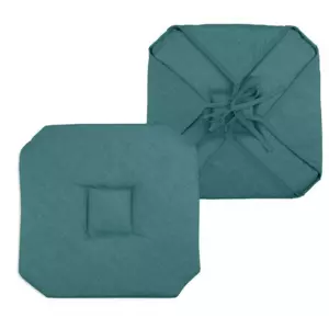 Galette de chaise carre  rabats Ba Bleu canard