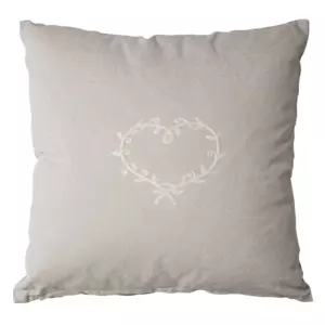 Coussin carr (40 cm) Coeur Beige