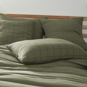 Funda de almohada rectangular en gasa de algodón (70 cm) Gaïa Match Verde  romero