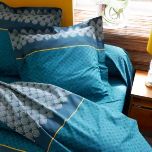 Drap housse coton (140 cm) Talisman Bleu paon