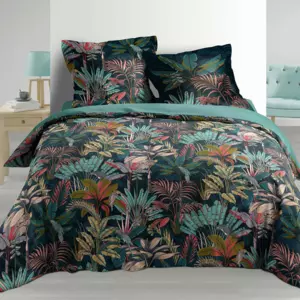 Housse de couette et deux taies percale de coton (260 cm) Candice Multicolore