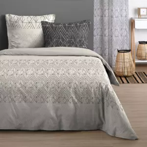 Housse de couette et deux taies coton (260 cm) Tampa Beige