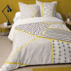 Housse de couette et deux taies coton (260 cm) Fresno Beige