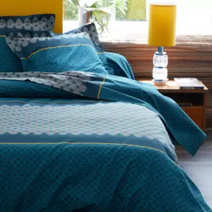 Housse de couette coton (140 cm) Talisman Bleu paon