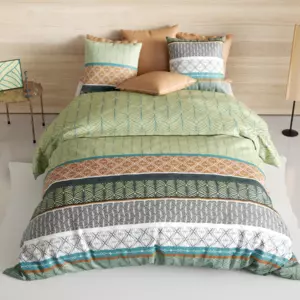 Funda nrdica y dos fundas de almohada en algodn (260 cm) Echo Multicolor