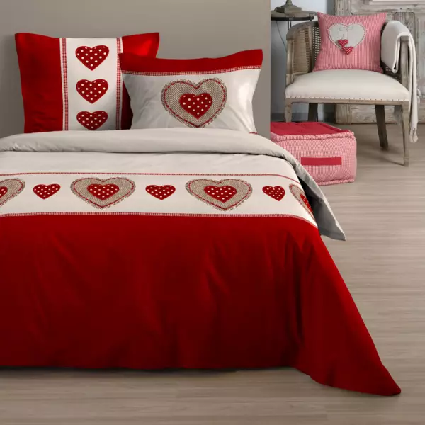 Housse de couette + taie(s) satin de coton - Les Yeux de Suzanne Taupe