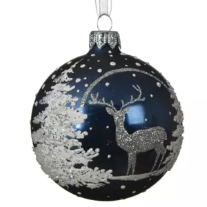 Lot de 6 boules de Nol en verre (D80 mm) Connor Bleu nuit 