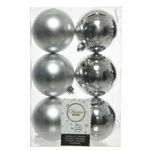 Lot de 6 boules de Nol (D80 mm) Alpine Argent