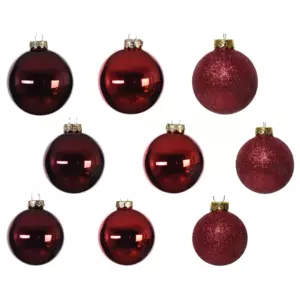 Lot de 42 boules de Nol en verre (D70 mm) (D60 mm) (D50 mm) Domeona Rouge / Bordeaux 
