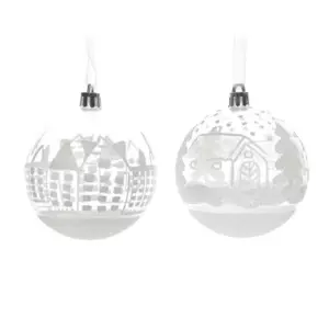 Lot de 12 boules de Nol transparentes (D80 mm) Village 