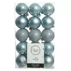 Lot de 30 boules de Nol Alpine Bleu brumeux