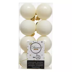Lot de 16 boules de Nol (D40 mm) Alpine Blanc laine