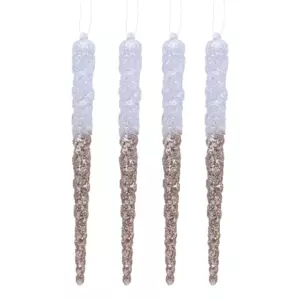 Lot de 4 stalactites de Nol  suspendre Angeli Champagne