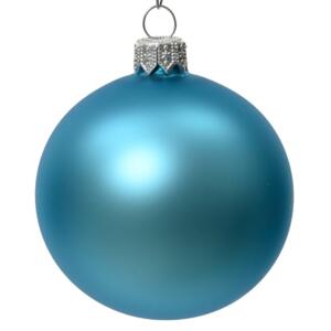 Lot de 6 boules de Noël en verre (D80 mm) Arctique mates Bleu pétillant  