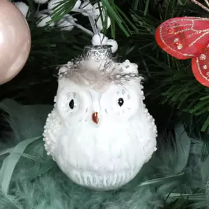 Lot de 2 chouettes  suspendre Athna Perle