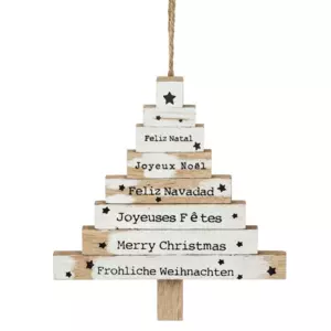 Sapin de Nol  suspendre en bois  niveaux Blanc