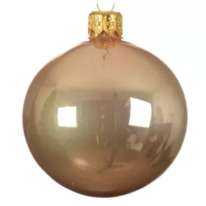 Lot de 6 boules de Nol en verre (D80 mm) Arctique brillantes Caramel 