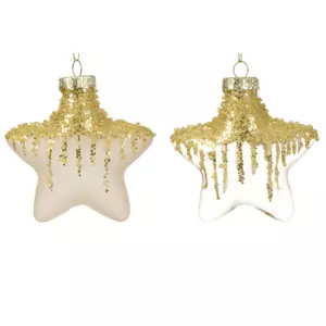 Lot de 2 toiles de Nol  suspendre en verre Arctique Perle
