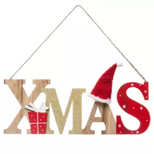 Adorno en madera para colgar  Xmas Rojo