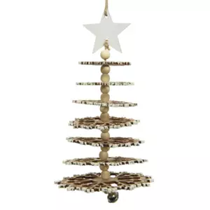 Sapin de Nol  suspendre en bois Valdo Blanc