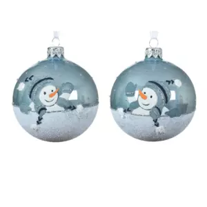 Lot de 6 boules de Nol en verre Pablo Bleu brumeux