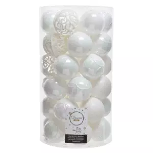 Lot de 37 boules de Nol (D60 mm) Alpine mix Blanc iris