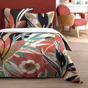 Housse de couette et deux taies coton (260 cm) Halisker Multicolore