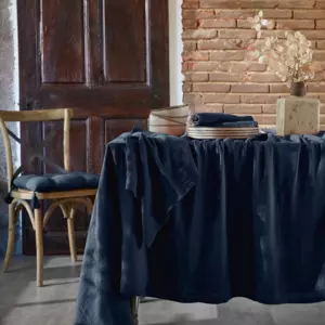 Mantel rectangular en gasa de algodn (L350 cm) Gaa Azul noche