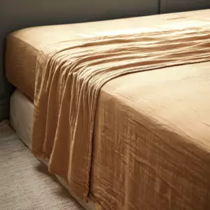 Bettlaken aus Baumwoll-Gaze (240 cm) Gaa Camel