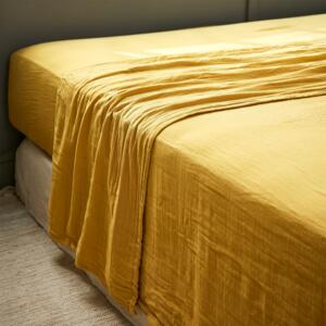 Drap plat gaze de coton (240 cm) Gaa Jaune safran
