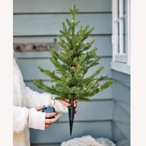 Sapin de Noël artificiel lumineux Allix à piquer dans le sol H60 cm Blanc  chaud - Sapin et arbre artificiel - Eminza
