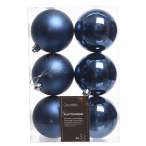 Set van 6 kerstballen (D80 mm) Alpine donkerblauw