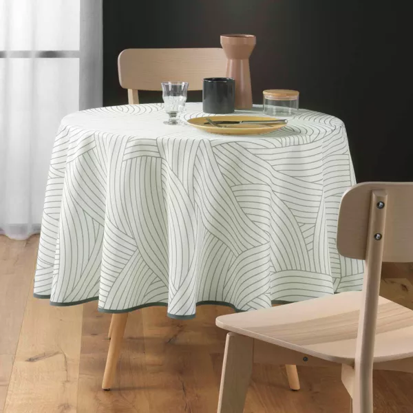 Tovaglia Provenzale Rotonda Antimacchia 180 Cm | Bouquet Di Blé Beige E Rosso, 100% Poliestere, Lavabile In Lavatrice, Per 4-6 Posti, Interni/esterni