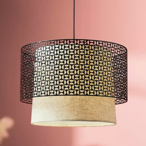 Suspension ronde métal vintage (D35 cm) Arsène Noire - Luminaire - Eminza