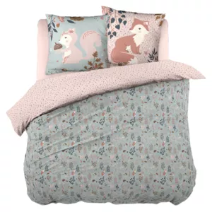 Housse de couette et deux taies enfant coton (200 x 200 cm) Tamia Multicolore - Linge de maison enfant - Eminza