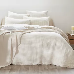 Housse de couette gaze de coton (240 x 220 cm) Vickie Beige - Linge de lit - Eminza