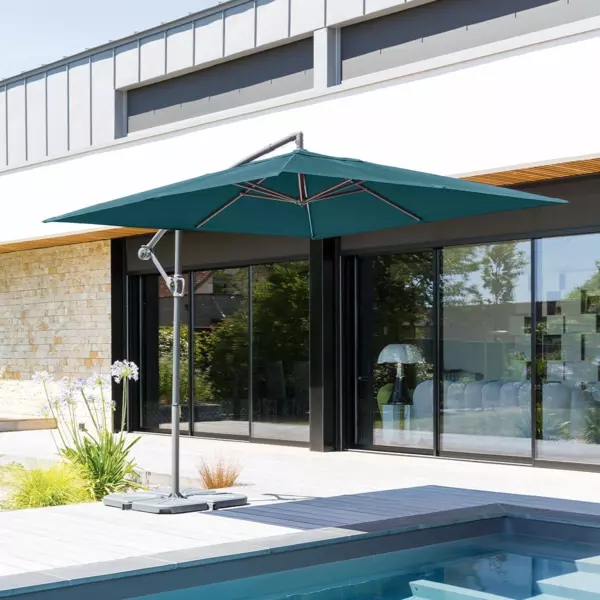 Parasol cuadrado de brazo lateral Janeiro - Azul trullo
