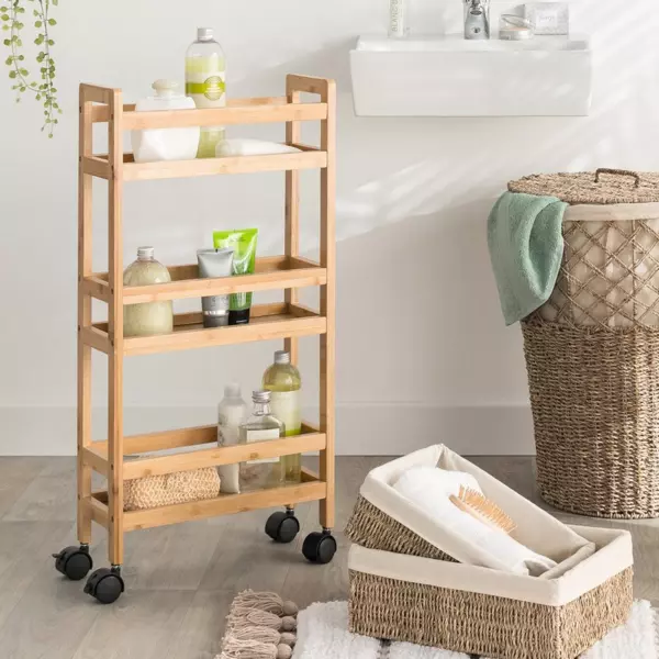 Carrito de cocina 3 niveles de bambú Pia Café