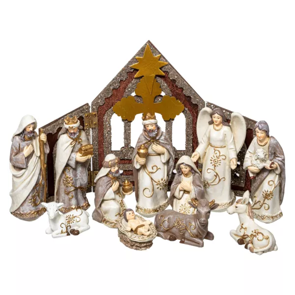 Petite Crèche De Noël En Résine - Figurines Traditionnelles Environ 5 Cm, Décoration Nativité Artisanale