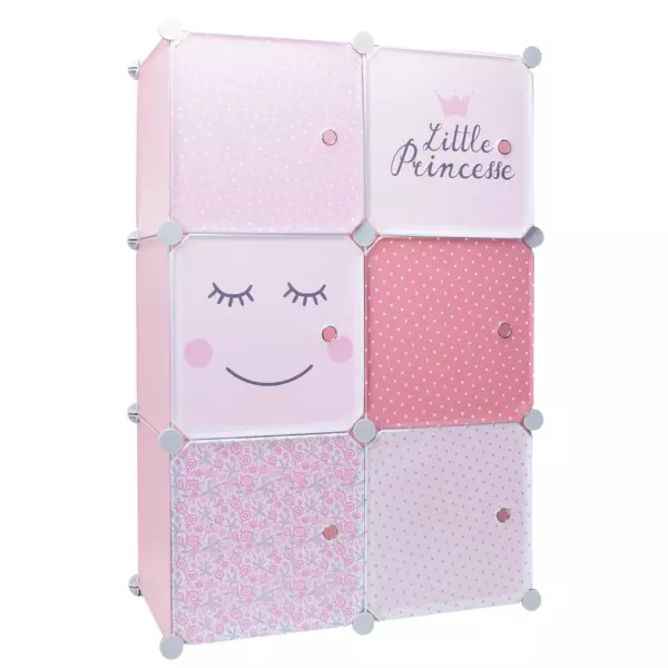 Rangement enfant Cubes 6 casiers Rose