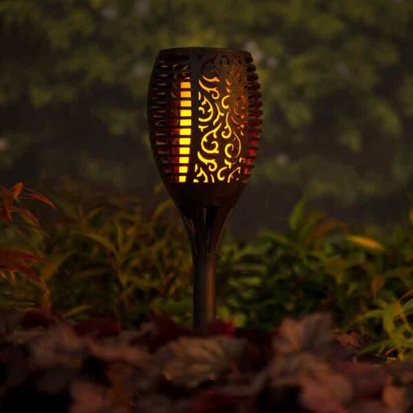 Lampe solaire flamme design extérieur fleur solaire extérieur