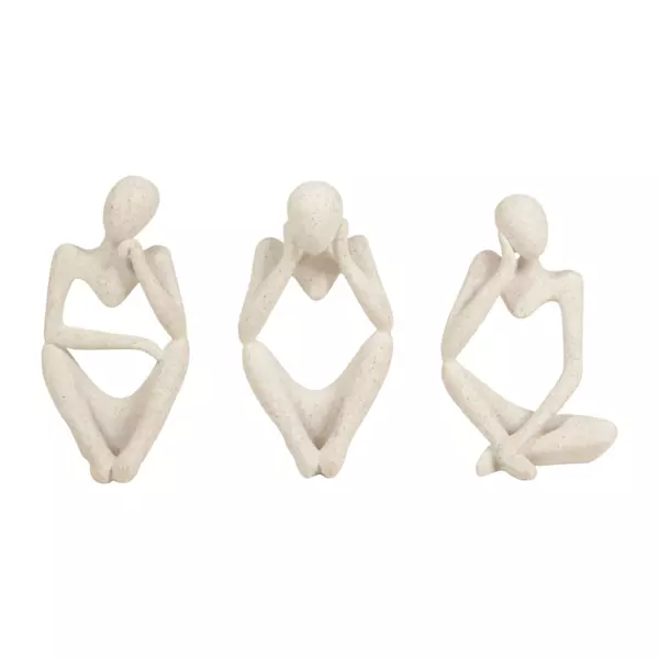 St af 3 moderne statuer (H22 cm) Dolo Hvid