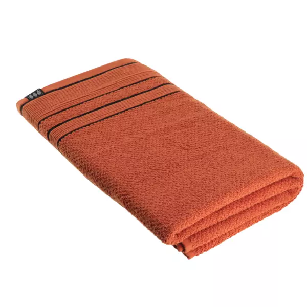 Serviette de bain coton (90 x 150 cm) Black Line Terracotta / noir