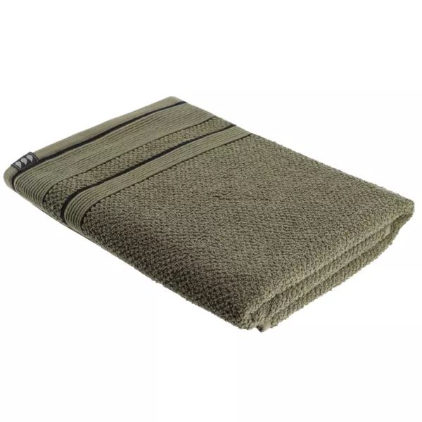 Serviette de bain coton (70 x 130 cm) Black Line Vert kaki / noir
