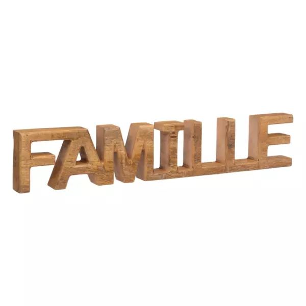 Schriftzug aus Mangoholz Famille Naturfarben