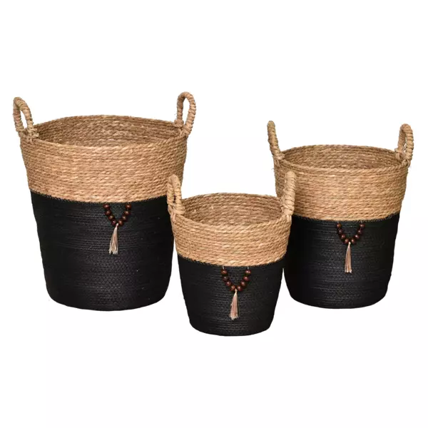 Juego de 3 cestos de ropa Jya Negro